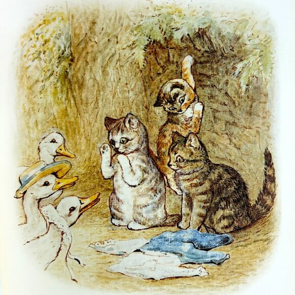 Beatrix Potter Tom Kitten Book 24K Gold Ornament Boxed Set (1990s) Rare F. Warne - Picture 6 of 9